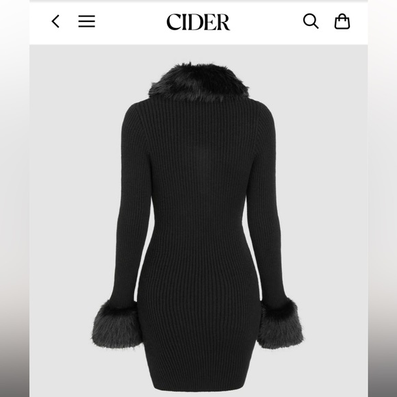 Cider brand faux cheetah print fur lined tight black dress NWT - Picture 4 of 5